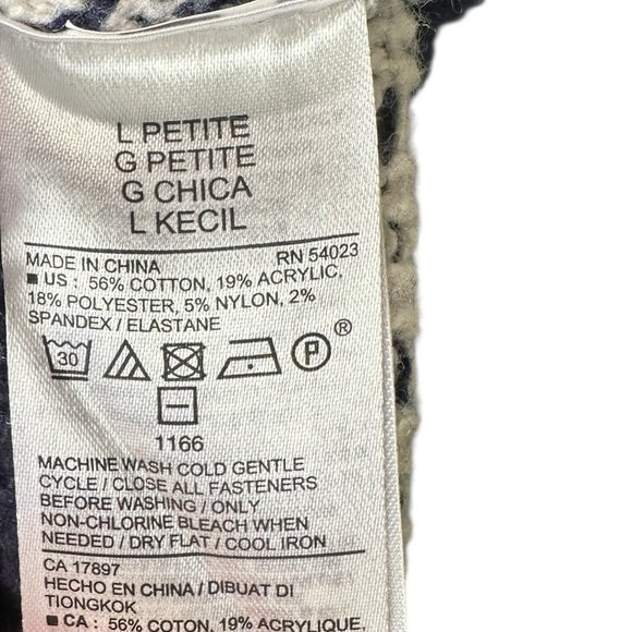 Old Navy Women’s L Petite Fair Isle Reindeer Snowflake Cardigan Sweater – Navy - Picture 5 of 5